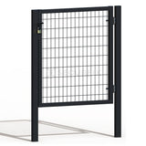 Puerta Metálica de Mallazo Gris Antracita Premium Puerta de mallazo gris antracita premium con aldaba y candado de 1m