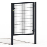 Puerta Metálica de Mallazo Gris Antracita Premium Puerta de mallazo gris antracita premium con aldaba y candado de 1,2m