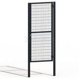 Puerta Metálica de Mallazo Gris Antracita Premium Puerta de mallazo gris antracita premium con aldaba y candado de 2m