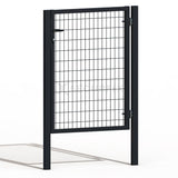 Puerta Metálica de Mallazo Gris Antracita Premium Puerta de mallazo gris antracita premium con cerradura y maneta de 1,2m