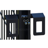 Puerta Metálica de Mallazo Gris Antracita Premium Detalle de bisbaldo en puerta gris antracita de mallazo