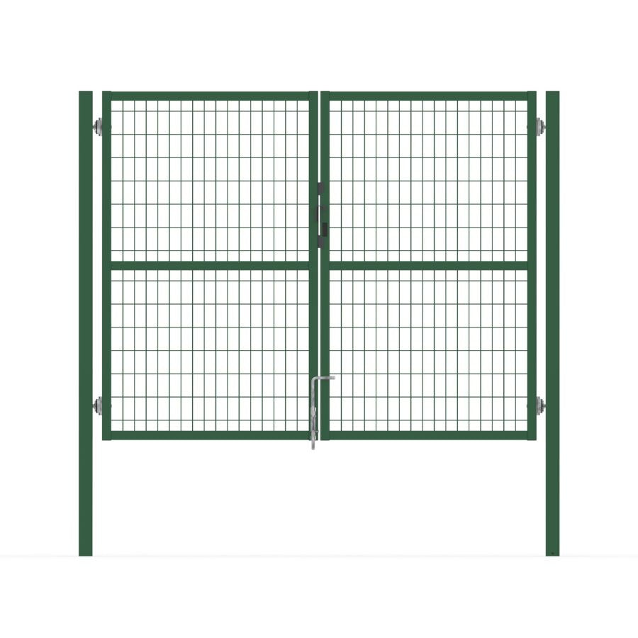 Puerta valla metalica doble hoja verde aldaba para candado