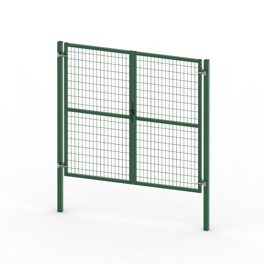 Puerta valla metalica doble hoja verde Premium