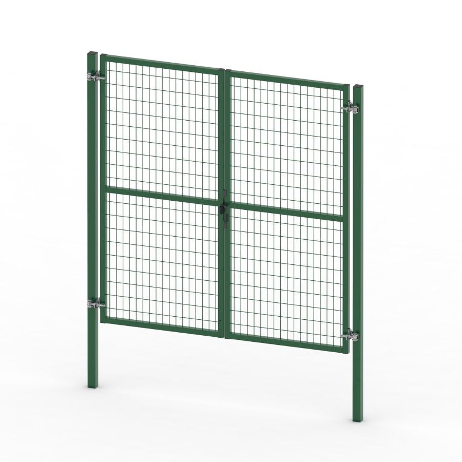Puerta valla metalica doble hoja verde Premium