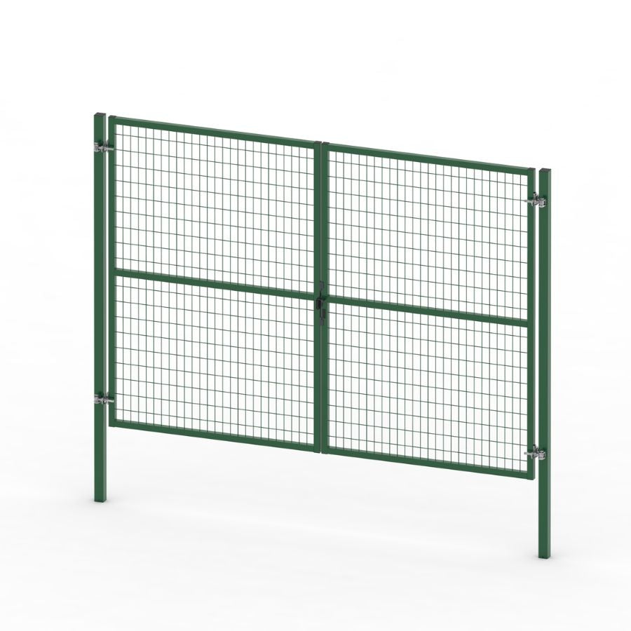 Puerta valla metalica doble hoja verde Premium