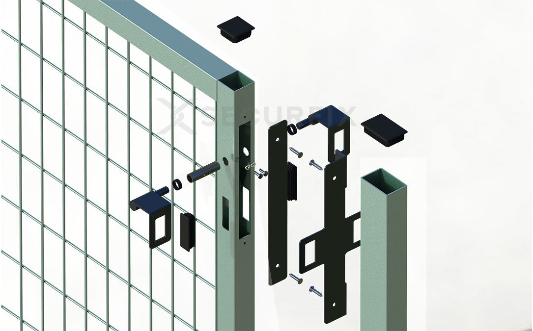 Puerta valla metalica doble hoja blanca Premium