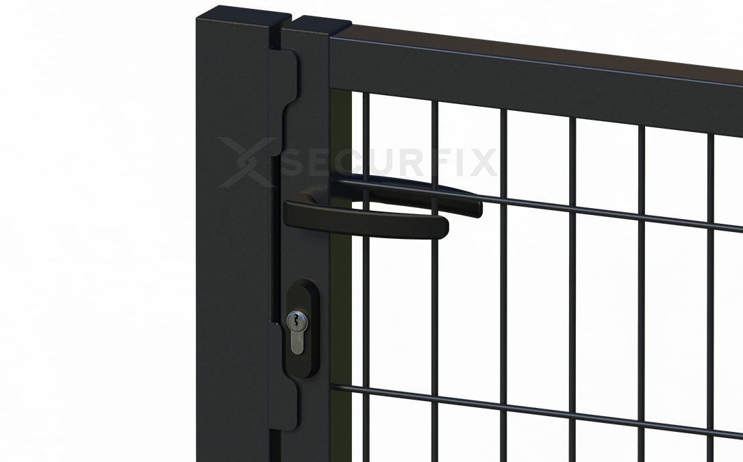 Puerta valla metalica doble hoja gris antracita Premium