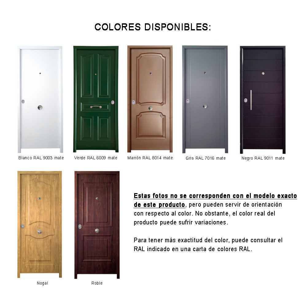 Colores disponibles referenciales de las puertas acorazadas