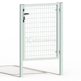 Puerta de mallazo blanca premium con cerradura y maneta de 1,2m