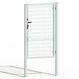 Puerta de mallazo blanca premium con cerradura y maneta de 1,5m