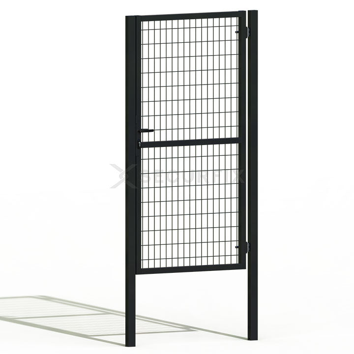 Puerta de mallazo gris antracita premium con cerradura y maneta de 1,8m