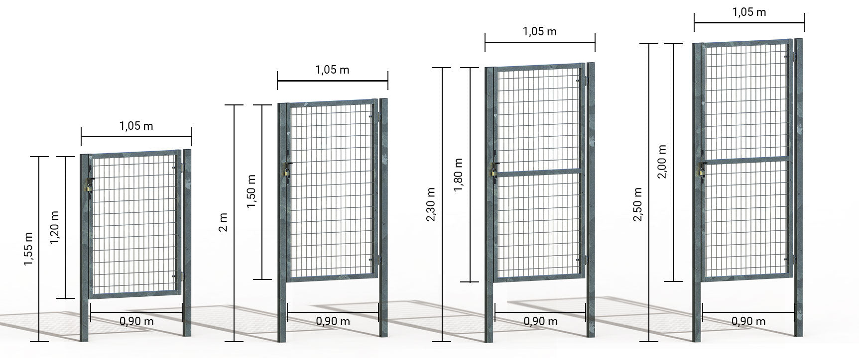 Medidas de la puerta de mallazo galvanizada para valla metálica