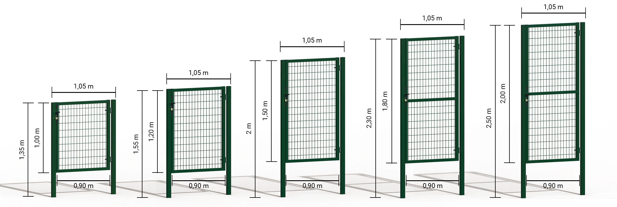 Medidas de la puerta de mallazo verde para valla metálica