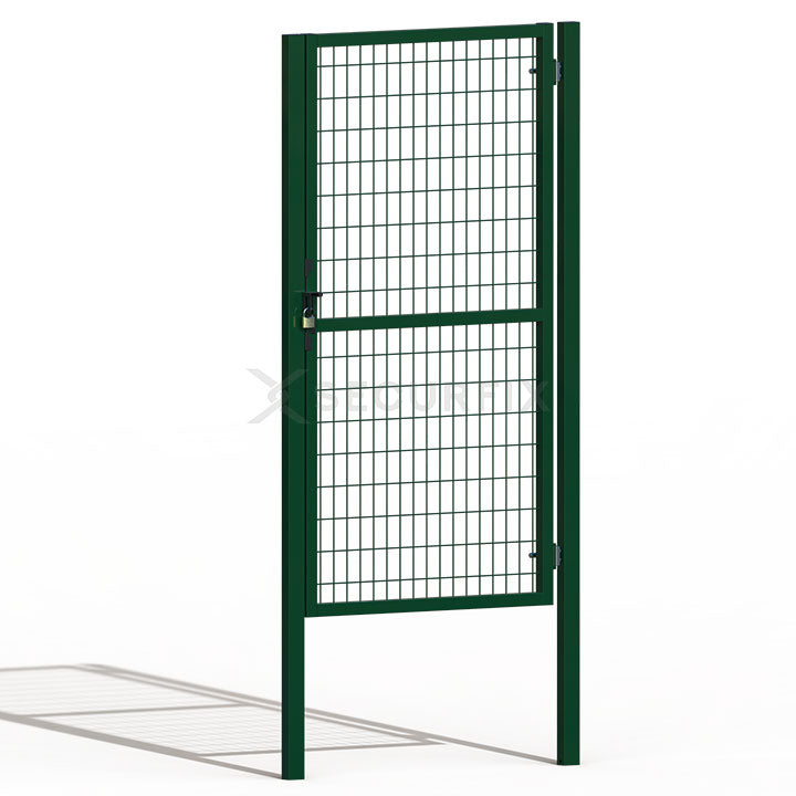 Puerta de mallazo verde premium con aldaba y candado de 1,80m