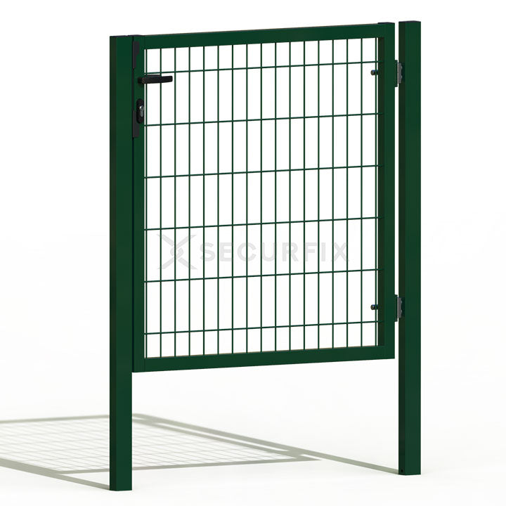Puerta de mallazo verde premium con maneta y cerradura de 1m